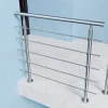 Kit garde corps en acier inoxydable a 5 traverses Longueur 120 cm Balustrade a fixation a plat pour terrasse ou escalier-Saniland Online