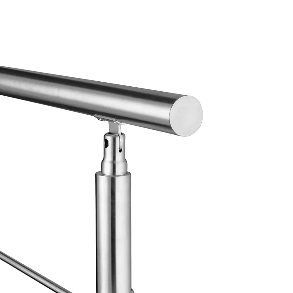 Kit garde corps en acier inoxydable a 5 traverses Longueur 120 cm Balustrade a fixation a plat pour terrasse ou escalier-Saniland Online