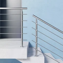 Kit garde corps en acier inoxydable a 5 traverses Longueur 100 cm Balustrade a fixation a plat pour terrasse ou escalier-Saniland Online