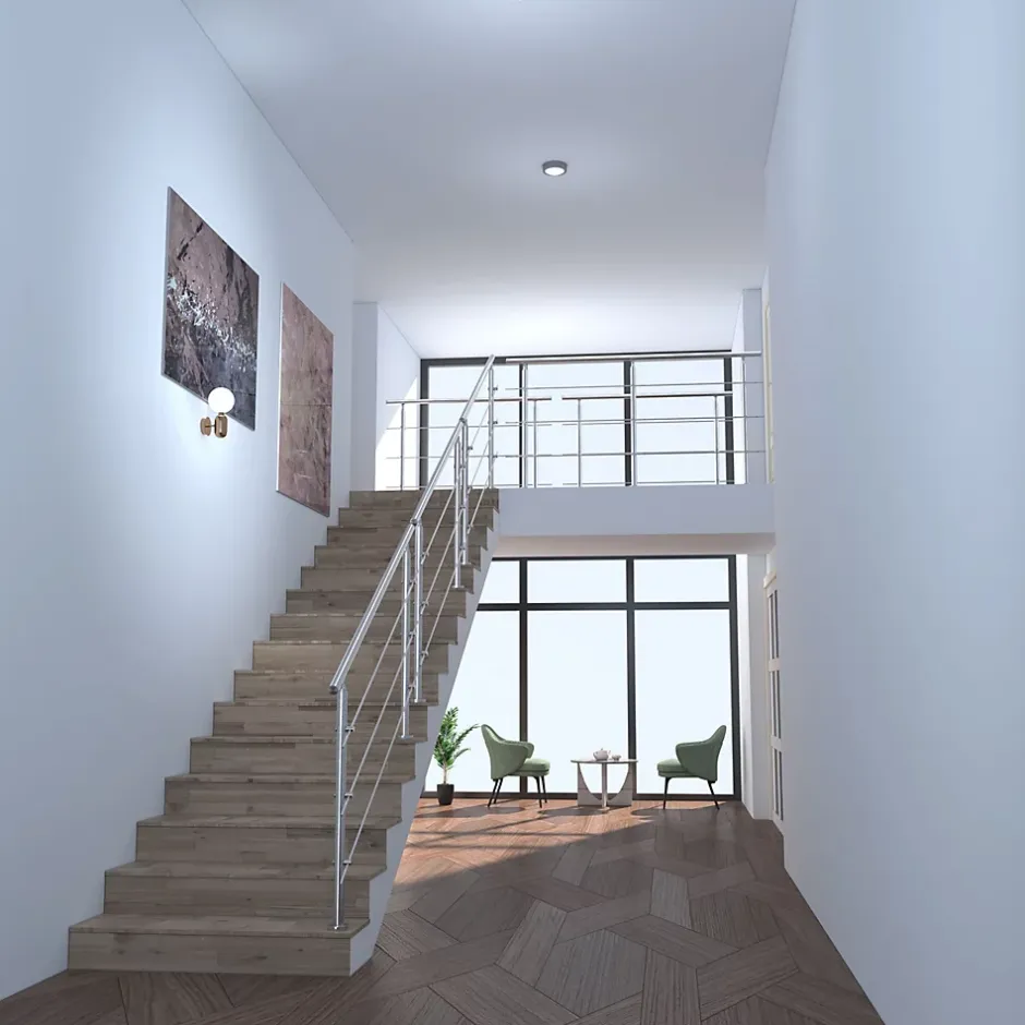 Saniland Kit garde corps en acier inoxydable a 3 traverses Longueur 200 cm Balustrade a fixation a plat pour terrasse ou escalier