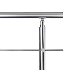 Saniland Kit garde corps en acier inoxydable a 3 traverses Longueur 200 cm Balustrade a fixation a plat pour terrasse ou escalier