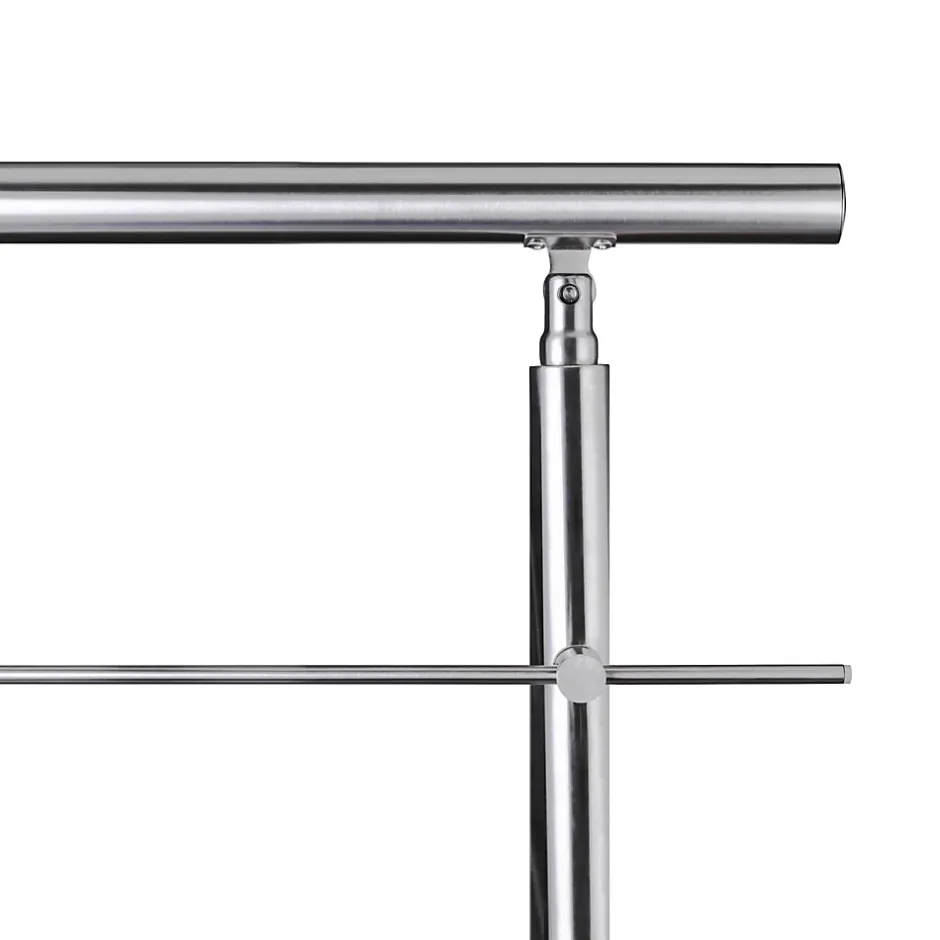 Kit garde corps en acier inoxydable a 3 traverses Longueur 180 cm Balustrade a fixation a plat pour terrasse ou escalier-Saniland New