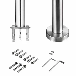 AICA Sanitaire Kit garde-corps 3 barres rondes 2m Acier Inox 201 Argent - Installation verticale - Usage intérieur et extérieur