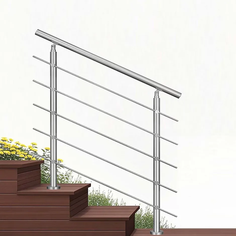 Kit garde-corps 5 barres rondes 80cm Acier Inox 201 Argent - Installation verticale - Usage intérieur et extérieur-AICA Sanitaire Discount