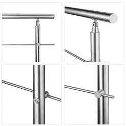 Kit garde-corps 5 barres rondes 80cm Acier Inox 201 Argent - Installation verticale - Usage intérieur et extérieur-AICA Sanitaire Discount