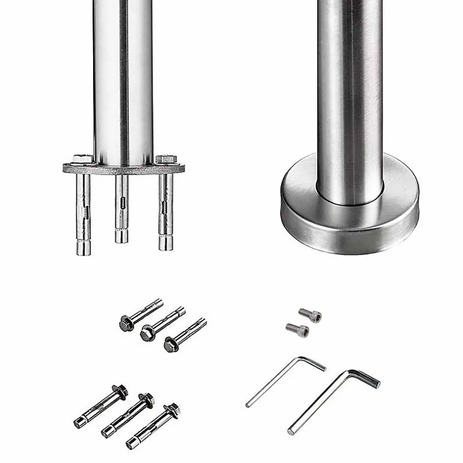 Kit garde-corps 5 barres rondes 80cm Acier Inox 201 Argent - Installation verticale - Usage intérieur et extérieur-AICA Sanitaire Discount