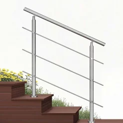 Kit garde-corps 3 barres rondes 80cm Acier Inox 201 Argent - Installation verticale - Usage intérieur et extérieur-AICA Sanitaire Online