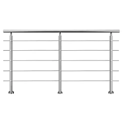AICA Sanitaire Kit garde-corps 5 barres rondes 2.2m Acier Inox 201 Argent - Installation verticale - Usage intérieur et extérieur