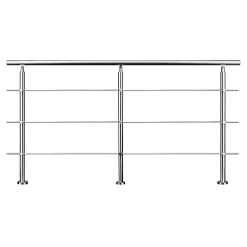 AICA Sanitaire Kit garde-corps 3 barres rondes 2.4 m Acier Inox 201 Argent - Installation verticale - Usage intérieur et extérieur