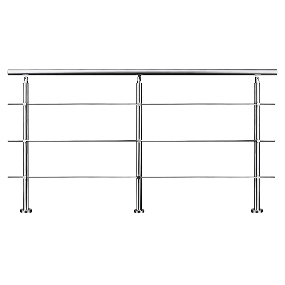 AICA Sanitaire Kit garde-corps 3 barres rondes 2.4 m Acier Inox 201 Argent - Installation verticale - Usage intérieur et extérieur