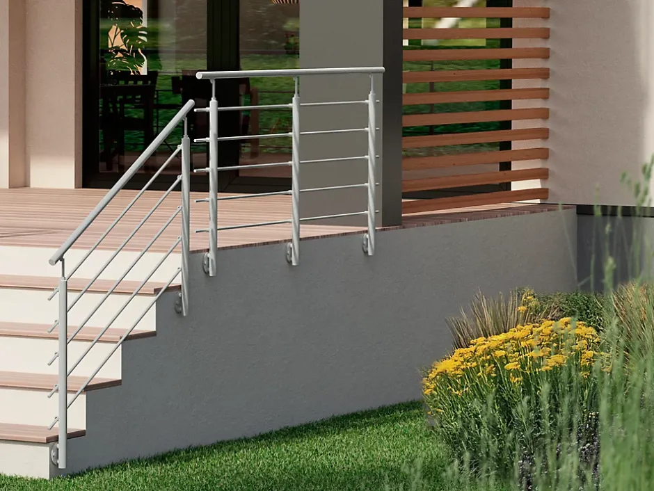 Kit garde-corps à plat Cala en aluminium gris clair RAL 7035-Sogem Clearance