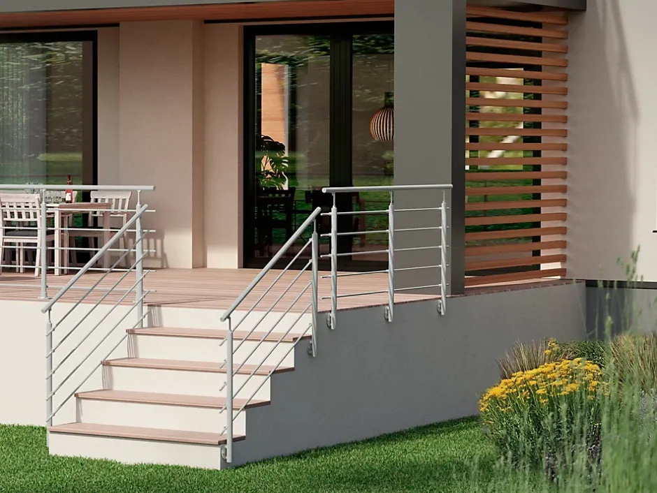 Kit garde-corps à plat Cala en aluminium gris clair RAL 7035-Sogem Clearance