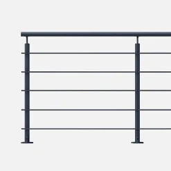 Kordo Kit garde-corps aluminium gris anthracite 2m pose à plat, Opalu