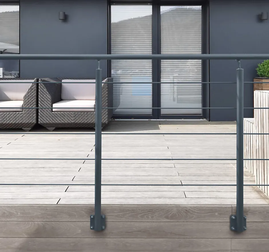 Kordo Kit garde-corps aluminium gris anthracite 2m pose à plat, Opalu