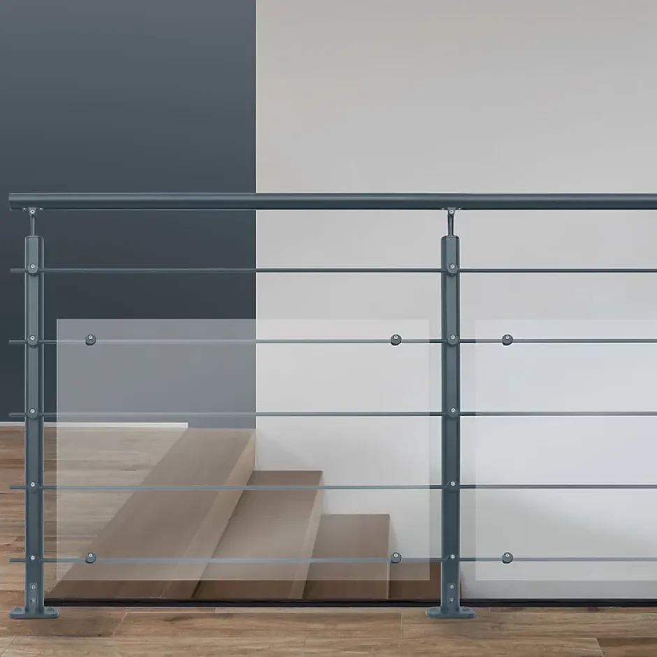 Kordo Kit garde-corps aluminium gris anthracite 2m pose à plat, Opalu