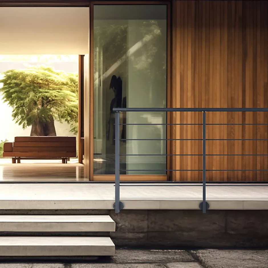 Kordo Kit garde-corps aluminium gris anthracite 2m pose latérale, Initio