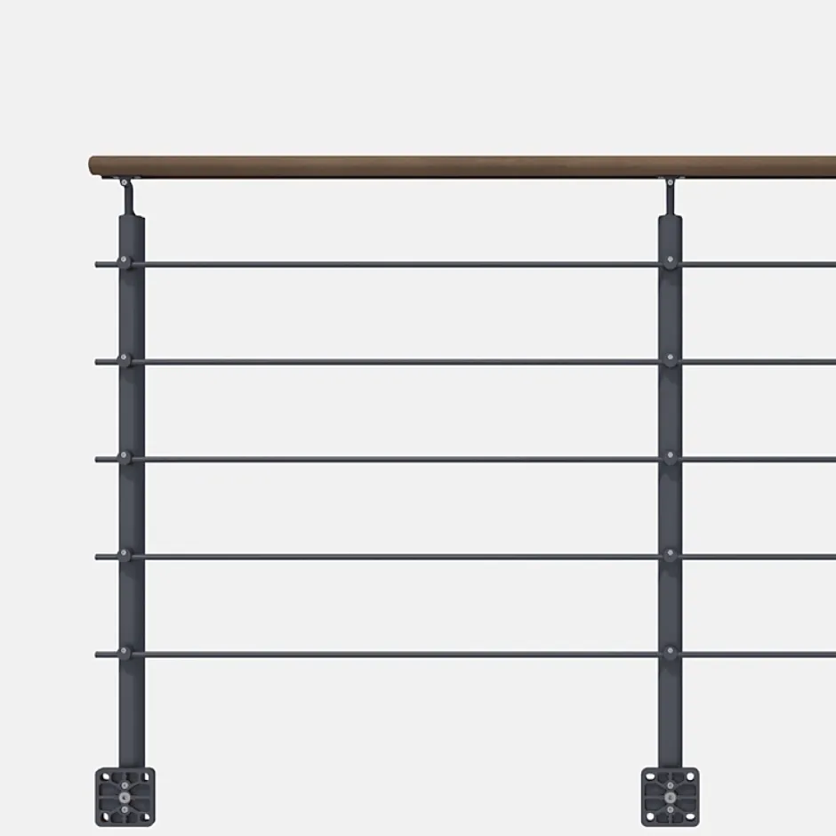 Kordo Kit garde-corps anthracite avec main courante Kebony 2m pose en applique, Opalu