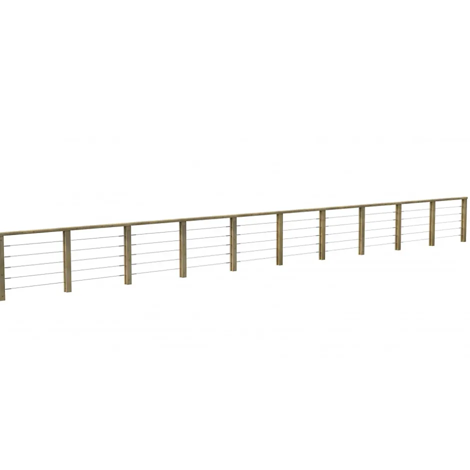 Kit Garde-Corps JERSEY 11,5 m - Bois d'Epicea Traité Autoclave 4 - Tendeur en Inox - Recoupable - Montage Facile-Decklinea