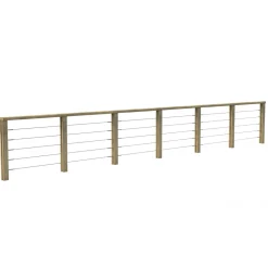Decklinea Kit Garde-Corps JERSEY 6,9 m - Bois d'Epicea Traité Autoclave 4 - Tendeur en Inox - Recoupable - Montage Facile
