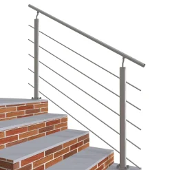 Kit Garde-corps 1.5m alu argent avec 5 traverses et main courante - Pose verticale à plat - Intérieur et extérieur-AICA Sanitaire Clearance