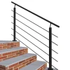 Kit Garde-corps 1.5m alu noir avec 5 traverses et main courante - Pose verticale à plat - Intérieur et extérieur-AICA Sanitaire Hot