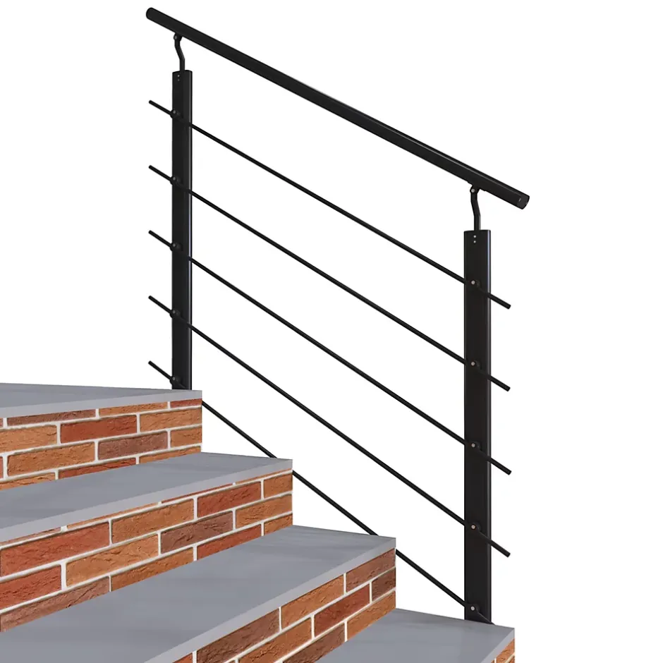 Kit Garde-corps 1m alu noir avec 5 traverses et main courante - Pose suspendue et latérale - Intérieur et extérieur-AICA Sanitaire Best