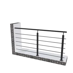 Kit Garde-corps 2m avec raccords muraux - Alu NOIR - Pose verticale à plat - Pour usage intérieur et extérieur-AICA Sanitaire Hot