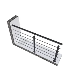 Kit Garde-corps 2m avec raccords muraux - Alu NOIR - Pose verticale à plat - Pour usage intérieur et extérieur-AICA Sanitaire Hot