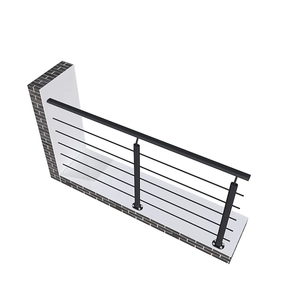 Kit Garde-corps 2m avec raccords muraux - Alu NOIR - Pose verticale à plat - Pour usage intérieur et extérieur-AICA Sanitaire Hot