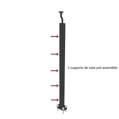 Kit Garde-corps 2m avec raccords muraux - Alu NOIR - Pose verticale à plat - Pour usage intérieur et extérieur-AICA Sanitaire Hot
