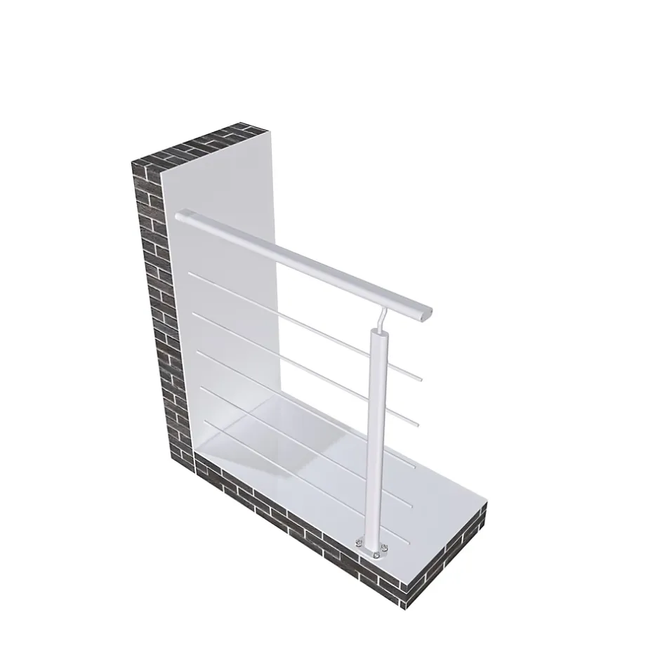 AICA Sanitaire Kit Garde-corps 2m avec raccords muraux - Alu ARGENT - Pose verticale à plat - Pour usage intérieur et extérieur