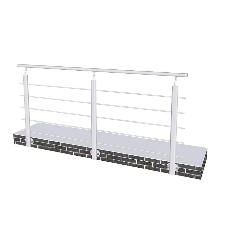 Kit Garde-corps 2ml garde-corps avec 5 traverses fixation latérale en aluminium Gris mat-Saniland