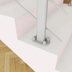 Saniland Kit Garde-corps 2ml garde-corps avec 5 traverses fixation à plat en aluminium Gris mat