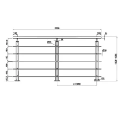 Saniland Kit Garde-corps 2ml garde-corps avec 5 traverses fixation à plat en aluminium Gris mat