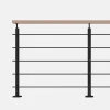 Kordo Kit garde-corps noir avec main courante hêtre 2m pose à plat, Opalu