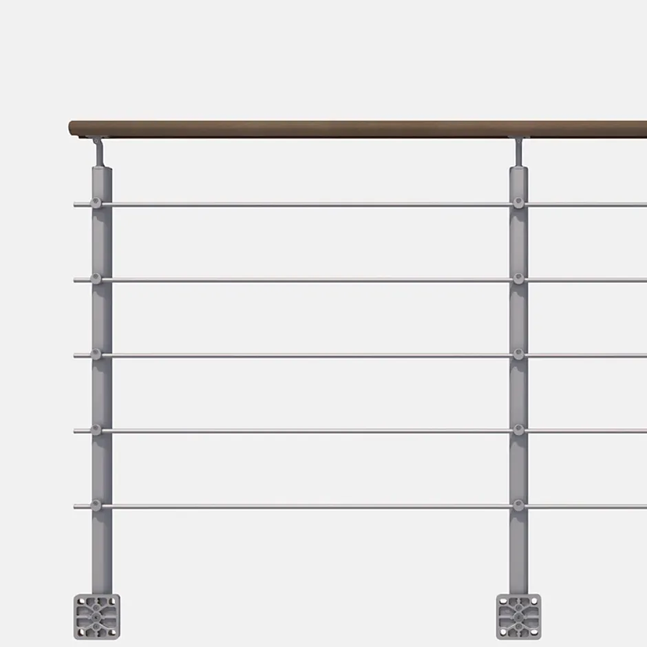 Kordo Kit garde-corps silver avec main courante Kebony 2m pose en applique, Opalu