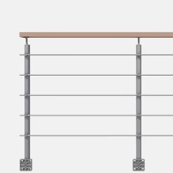 Kordo Kit garde-corps silver avec main courante hêtre 2m pose en applique, Opalu