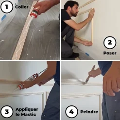 Nordlinger Pro Kit moulure décor 6 - 200 à 400cm - Moulure murale bois pour soubassement