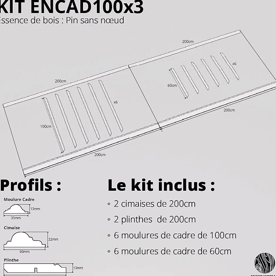 Decoparisienne Kit moulures murales décorative 400cm - Cimaises - Plinthes - Style Haussmannien - Encadrement a peindre - 16 pièces