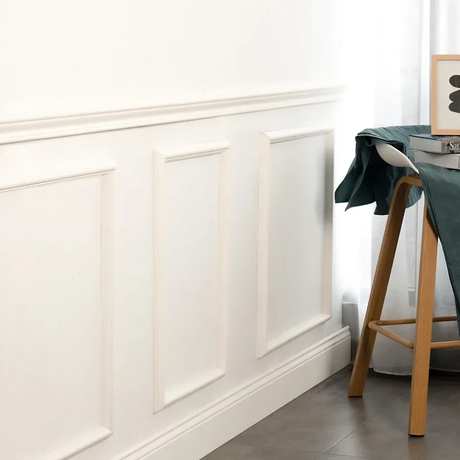 Woodbord Kit Moulures Murales en Bois de Pin Merkusii - 600x600mm - Moulure de Soubassement