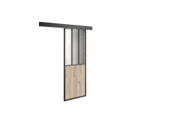 Kit porte coulissante en applique Atelier noir chêne terra cadre en aluminium et verre dépoli Blanc H 204 x 83 x 3,6 cm H 204 x 83 x 3,6 cm-Optimum Clearance
