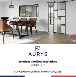 Aurys KIT Porte coulissante en verre + Rail coulissant apparent - MONDO OPAQUE VERTE - H. 204 x L. 73 - Fabrication Française NORM