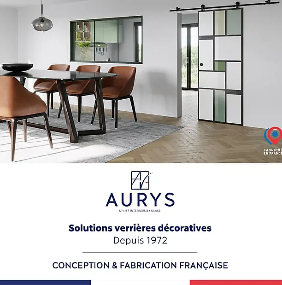 KIT Porte coulissante en verre + Rail coulissant apparent - MONDO OPAQUE VERTE - H. 204 x L. 93 - Fabrication Française NORM-Aurys Hot