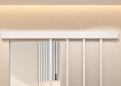 Kit porte coulissante en applique Atelier blanc cadre en aluminium et verre transparent H 204 x 93 x 3,6 cm H 204 x 93 x 3,6 cm-Optimum Clearance