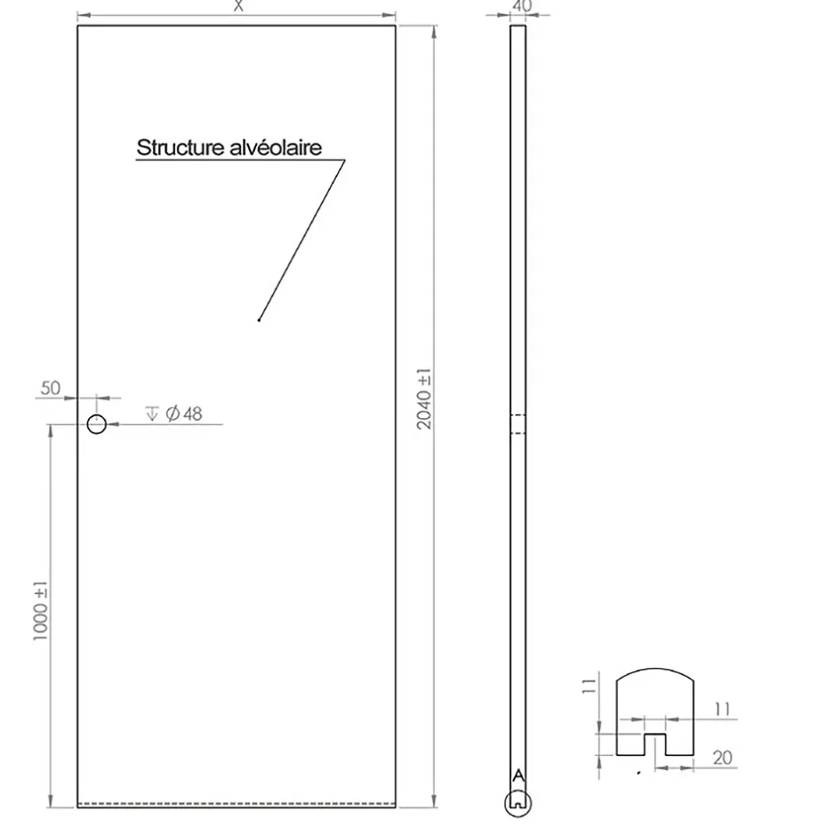 Kit porte coulissante MDF prêt à peindre 83 cm + Rail-Optimum Hot