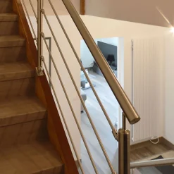 Kit Réno inox pour garde-corps d'escalier - 4 poteaux - Main courante - 3 barres sur supports axiaux-MySystem Best