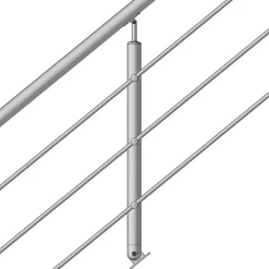 MySystem Kit Réno inox pour garde-corps d'escalier - 3 poteaux - Main courante - 3 barres sur supports transversaux et borgnes