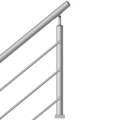 MySystem Kit Réno inox pour garde-corps d'escalier - 3 poteaux - Main courante - 3 barres sur supports transversaux et borgnes