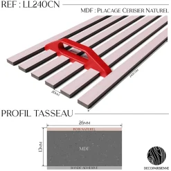 Kit tasseaux adhésif cerisier naturel - Gabarit de pose offert - Surface de 2,4 M2 - Panneau tasseau sur-mesure-Decoparisienne New