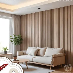 Kit tasseaux adhésif chêne naturel - Gabarit de pose offert - Surface de 2,4 M2 - Panneau tasseau sur-mesure-Decoparisienne